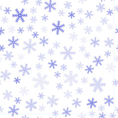Snowy christmas seamless pattern, blue crystal snowflake for wrapping paper