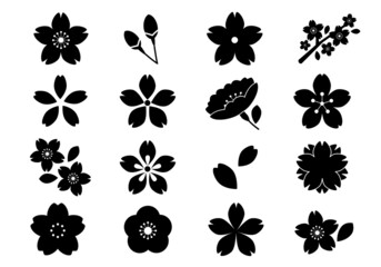 桜のシルエットアイコンのベクターイラストセット © Honyojima