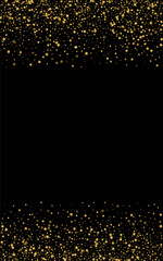Shiny Sequin Background Black Vector. Confetti Reflection Card. Yellow Heap. Light Frame. Gold Stars Celebrate.