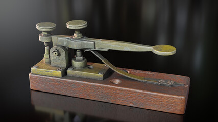 vintage morse telegraph key - obrazy, fototapety, plakaty