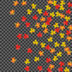 Brown Leaf Background Transparent Vector. Leaves November Texture. Red Paper Floral. Collection Plant Card.