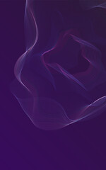 Multicolored Contour Background Purple Vector. Soundwave Wireframe Banner. Colorful Line Fiction. Modern Poster.