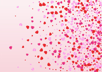 Tender Heart Background Pink Vector. Blank Illustration Confetti. Fond Sweetheart Backdrop. Red Confetti Falling Frame. Pinkish Decor Pattern.