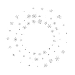 Luminous Snowflake Background White Vector. Snow Xmas Texture. Silver Confetti Ice. Grey Happy Pattern.