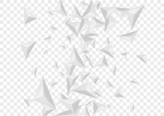 Silver Origami Background Transparent Vector. Crystal Clean Card. Greyscale Gradient Backdrop. Polygon Construction. Grizzly Shard Tile.