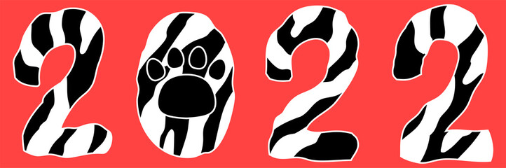 2022年の虎柄の文字 年賀状素材