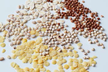 healthy diet nutrition ideas, white sorghum,  pearl barley, oats, buckwheats and pearl barley