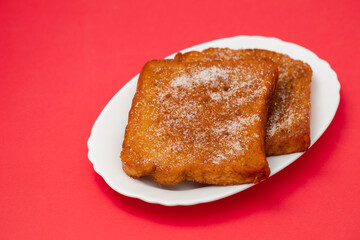 typical portuguese Christmas dessert fried bread with cinnamon