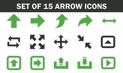 SET OF 15 ARROW ICONS VECTOR ART