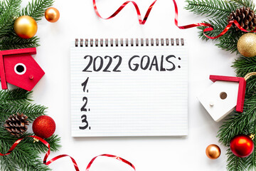 Fototapeta na wymiar New year goals and resolutions hand writing - inspirational and motivating concept