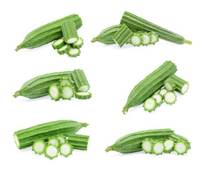 Luffa acutangula isolated on white background