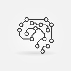 Neurons in Brain vector outline concept minimal icon