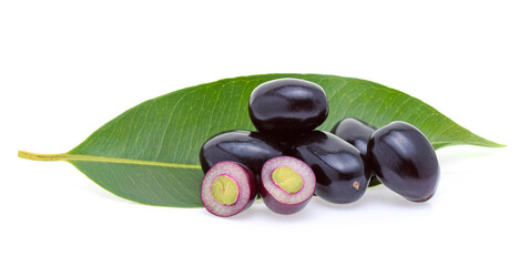 Jambolan plum or Java plum on white background