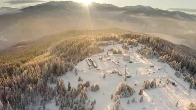 Videos from drone copter,  severe frost and a snowstorm, a snowstorm in winter in Ukraine electric mountain pumps oil pump oil gas is a valuable raw material for energy 
 chemical industry

