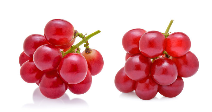 red grapes isolated on white background.