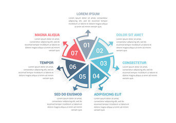 Circle diagram template with seven elements, infographic template for web, business, presentations