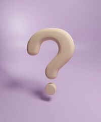 Beige question mark 3 D illustration