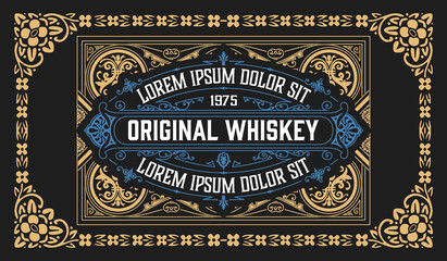Whiskey label with old frames