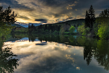 sunset over the lake