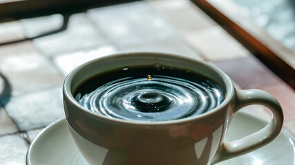 コーヒーの水滴と波紋