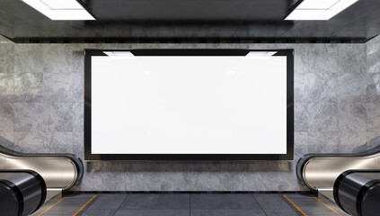 Panoramic Billboard Underground Subway Mockup