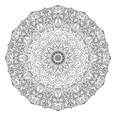 Zentangle inspired mandala zen doodle illustration with tribal boho chic ornaments. Oriental ornamental background.
