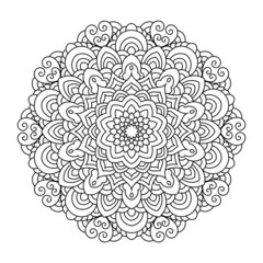 Zentangle inspired mandala zen doodle illustration with tribal boho chic ornaments. Oriental ornamental background.

