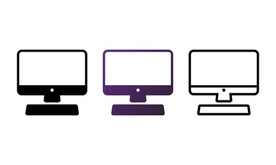 Desktop computer, monitor icon. Line, glyph and filled outline version, Display Screen sign. Symbol, logo illustration. Vector graphics Simple flat vector isolated