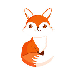 Cute red fox. Vector illustration of forest animal.