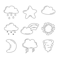 line style icons set weather isolated on white background. vector illustration.