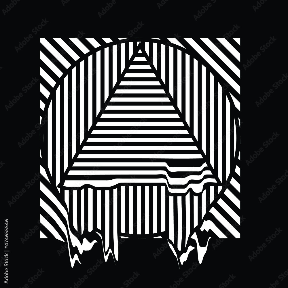 Fototapete Glitch distorted geometric shape . Minimal art design . Destroyed melting logo . Trendy defect error shapes . Glitched design element .Broken effect .vector 