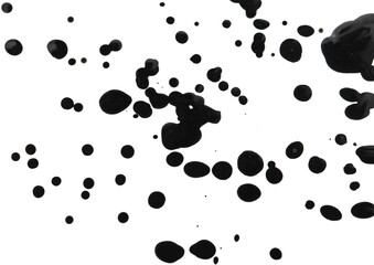 black drops of paint on a white background