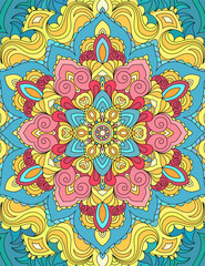 Elegant zentangle inspired illustration with tribal boho chic ornaments. Oriental ornamental background.