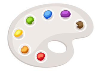 Illustration of palette. Painter tool and material. Art supply for creativity.