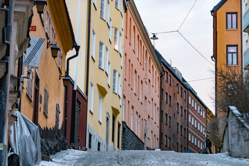 Stockholm, Sweden Urvadersgrand, an old hilly street on Sodermalm.