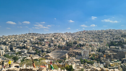 Fototapeta na wymiar View at historical center and Roman Theater in Amman, capital of Jordan, Middle East