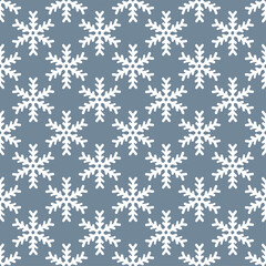 Vector Winter Snowflakes Seamless Pattern. Christmas hand drawn white snow print on dark gray background. New year texture for print, wrapping paper, design, fabric, decor, gift, backgrounds
