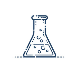 Chemical flask vector simple linear icon, science chemistry line art symbol, laboratory research.