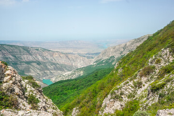 Naklejka na ściany i meble Picturesque landscape of Sulak canyon in Dagestan