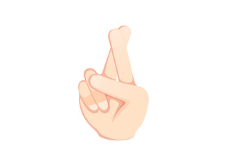 Crossed fingers icon. Hand gesture emoji illustration