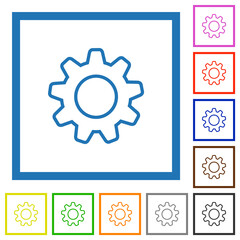 Settings outline flat framed icons