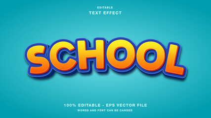 Obraz premium School Cartoon 3D text effect editable
