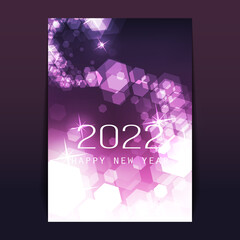 New Year Flyer, Card or Cover Design with Blurry Frozen Ice Crystals Pattern - 2022