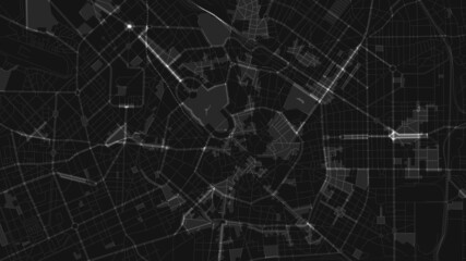 black and white map city of  Milan