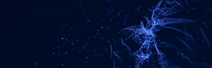 Digital technological background. Abstract structure with connected dots and lines. Big data. 3D rendering.