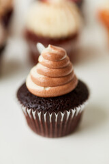Kleiner Schoko Cupcake mit Vanille-Schoko-Creme