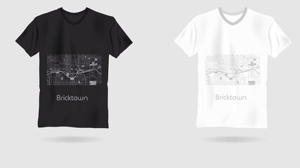 map city Bricktown. Printing on T-shirt. Art web object.