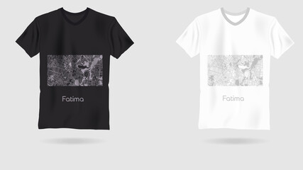 map city Fatima. Printing on T-shirt. Art web object.