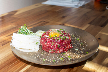 Korean style raw beef vegetables