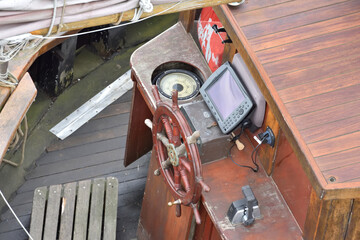 the wheelhouse on the deck of a sailing ship © ezp